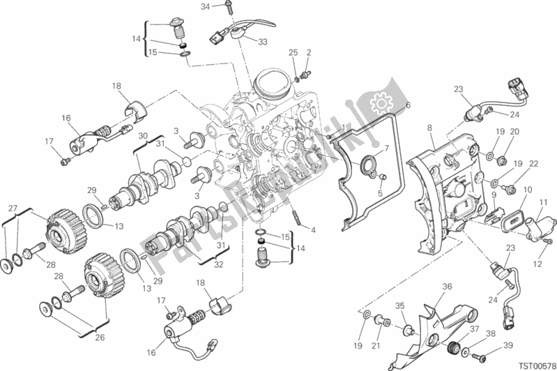 All parts for the Testa Orizzontale - Distribuzione of the Ducati Multistrada 1200 Enduro Touring Pack Brasil 2018
